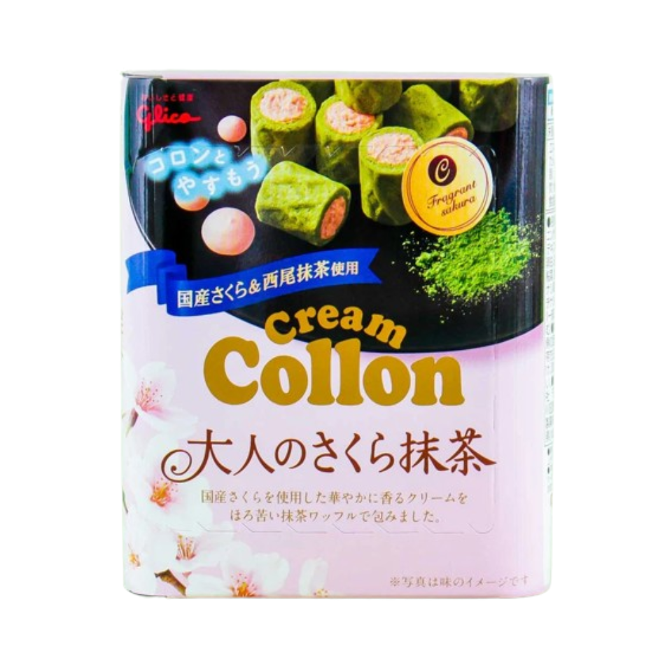 Japanese Glico Collon Biscuit Roll - Sakura & Matcha, 48g